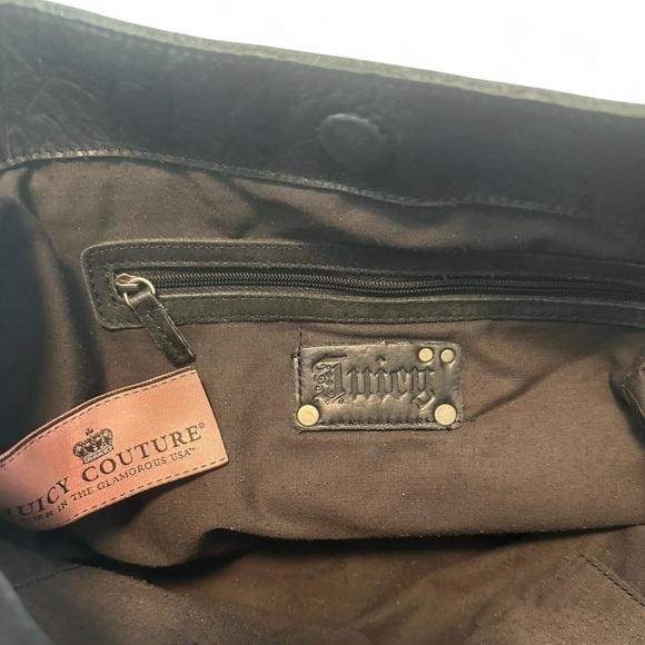 Juicy Couture Vintage Black Leather Shoulder/Crossbody Tassel Bag Y2K - Picture 2 of 8